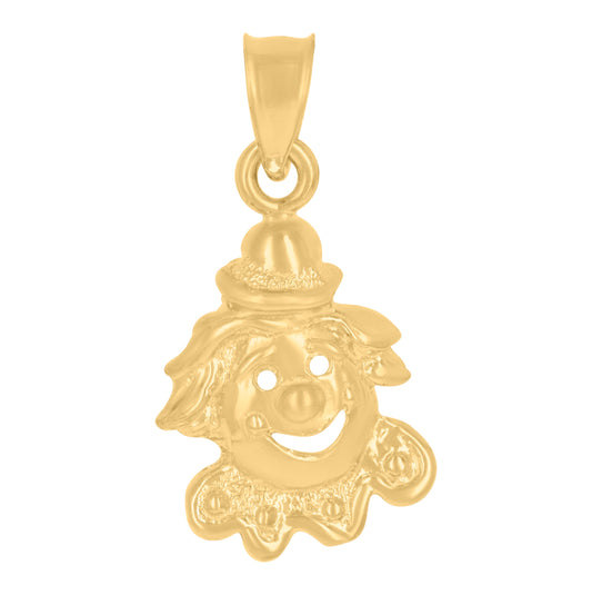 10K Yellow Gold Textured Unisex Clown Charm Pendant