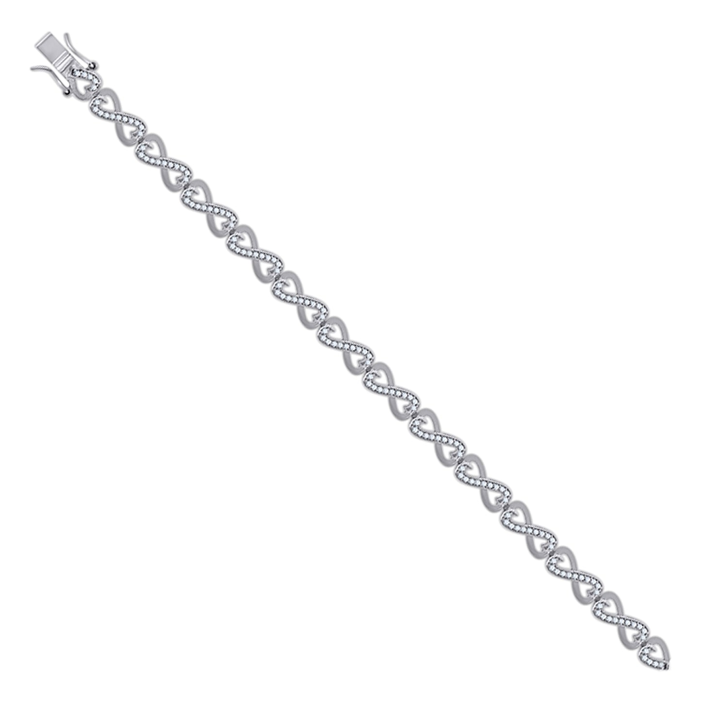 Sterling Silver Womens Cubic Zirconia Fancy Infinity Bracelet