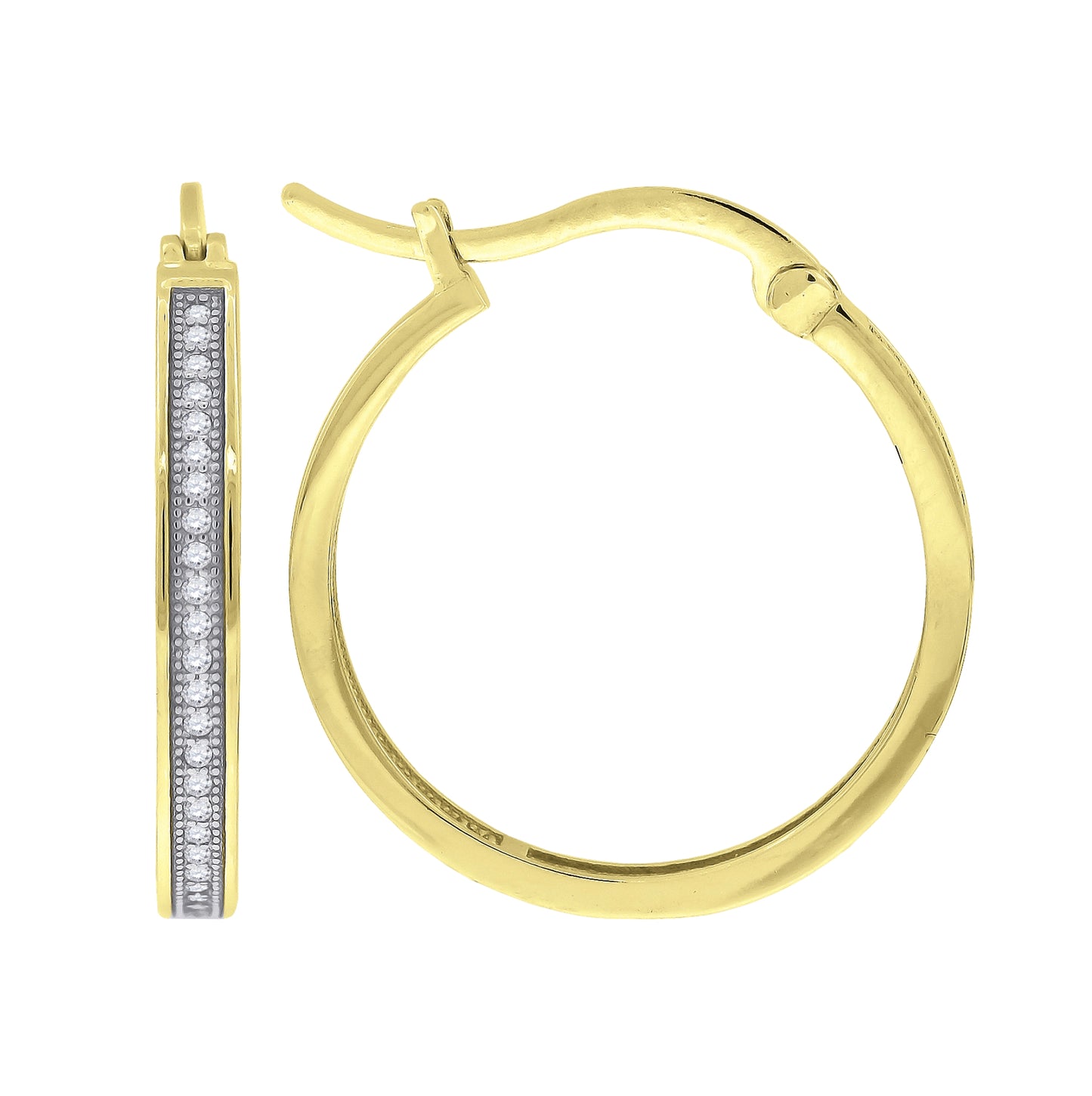 Sterling Silver Or Yellow-Tone Womens Cubic Zirconia Single Row Hoop Earrings