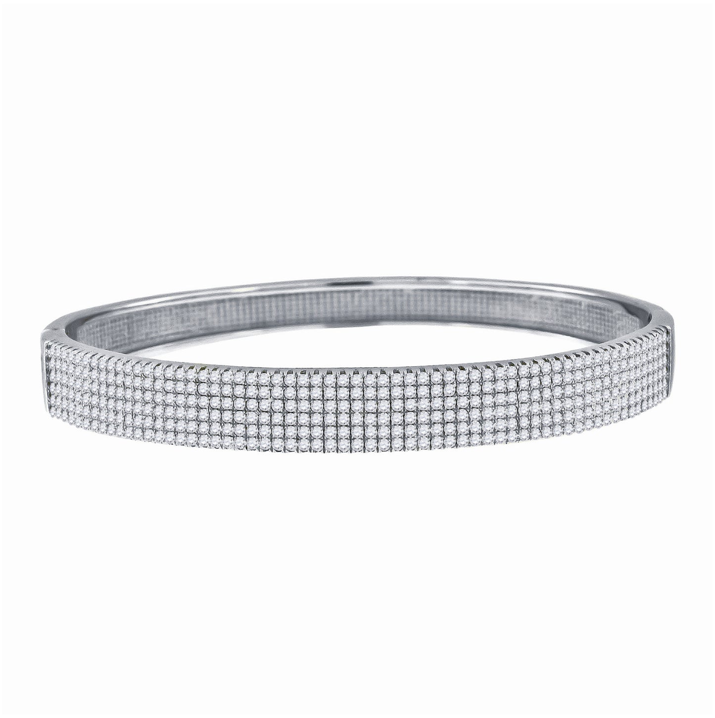 Sterling Silver Womens Micropave Cubic Zirconia Fancy Bangle