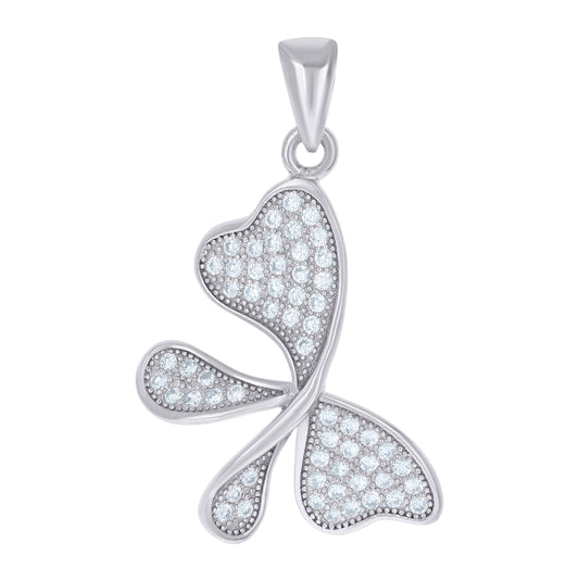 Sterling Silver Womens Cubic-Zirconia Butterfly Fashion Charm Pendant