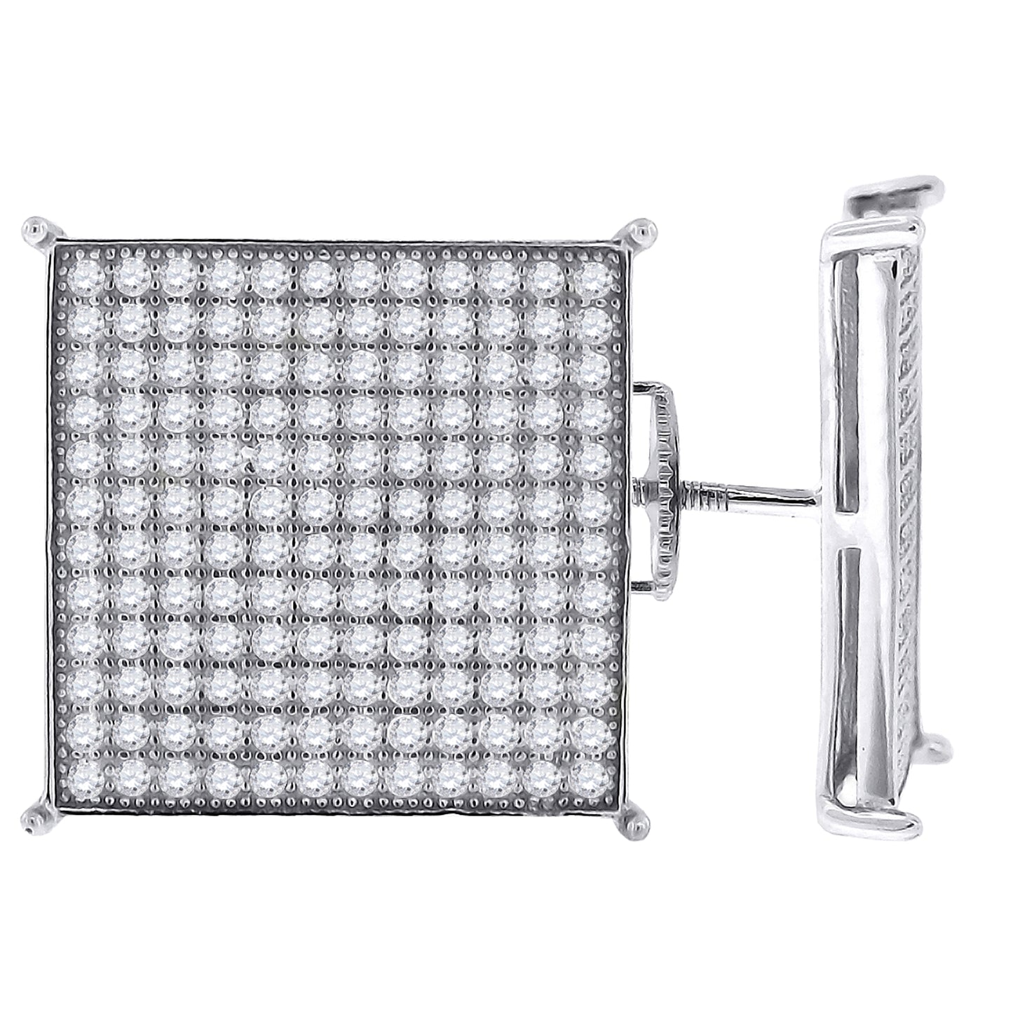 Sterling Silver Or Yellow-Tone Mens Cubic Zirconia Square Stud Earrings