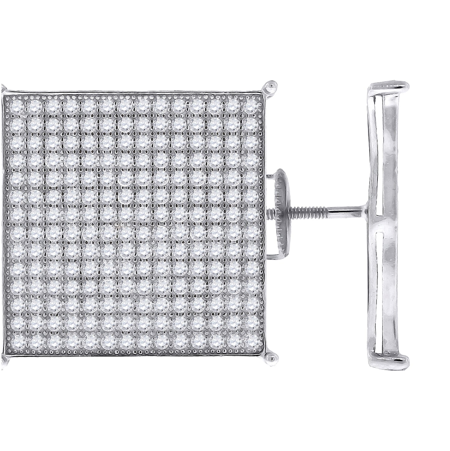 Sterling Silver Or Yellow-Tone Womens Cubic Zirconia Square Stud Earrings