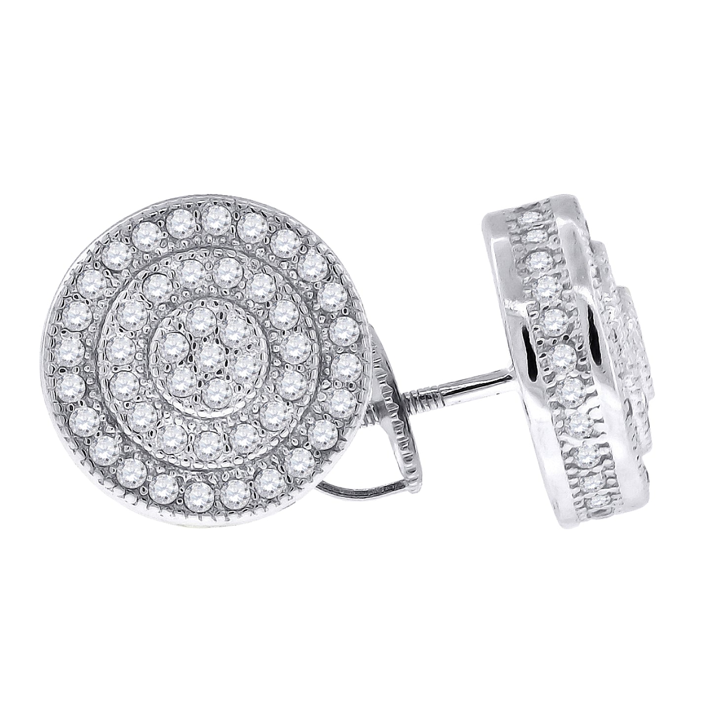 Sterling Silver Or Yellow-Tone Womens Cubic Zirconia Round Stud Earrings