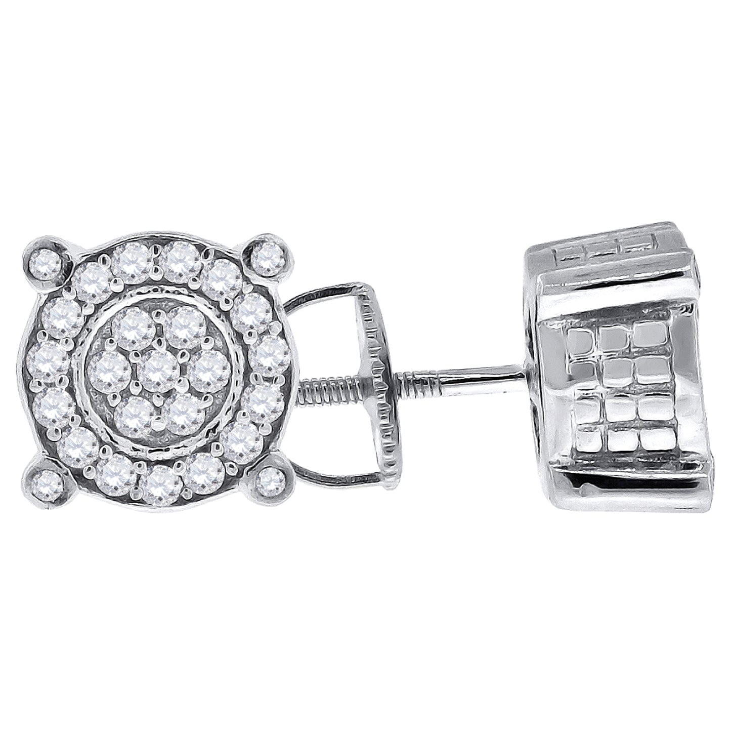 Sterling Silver Or Yellow-Tone Womens Cubic Zirconia Round Stud Earrings