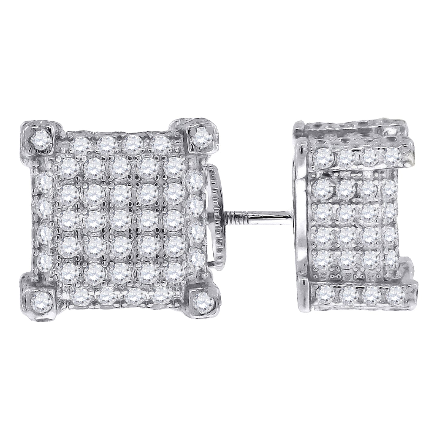 Sterling Silver Or Yellow-Tone Womens Cubic Zirconia Square Stud Earrings