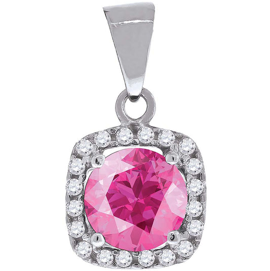 Sterling Silver Womens Cubic Zirconia Square Fashion Charm Pendant