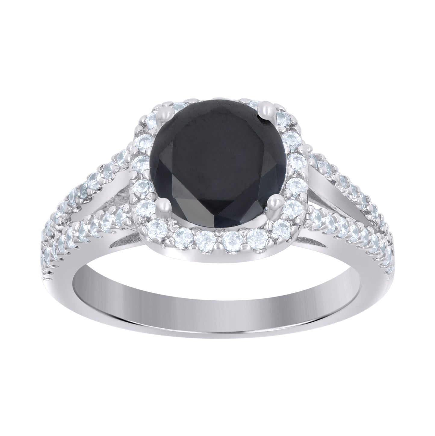 Sterling Silver Womens Cubic Zirconia Sizes 6 To 9 Black Color Center Stone Bridal Anniversary Engagement WeddingBand Ring