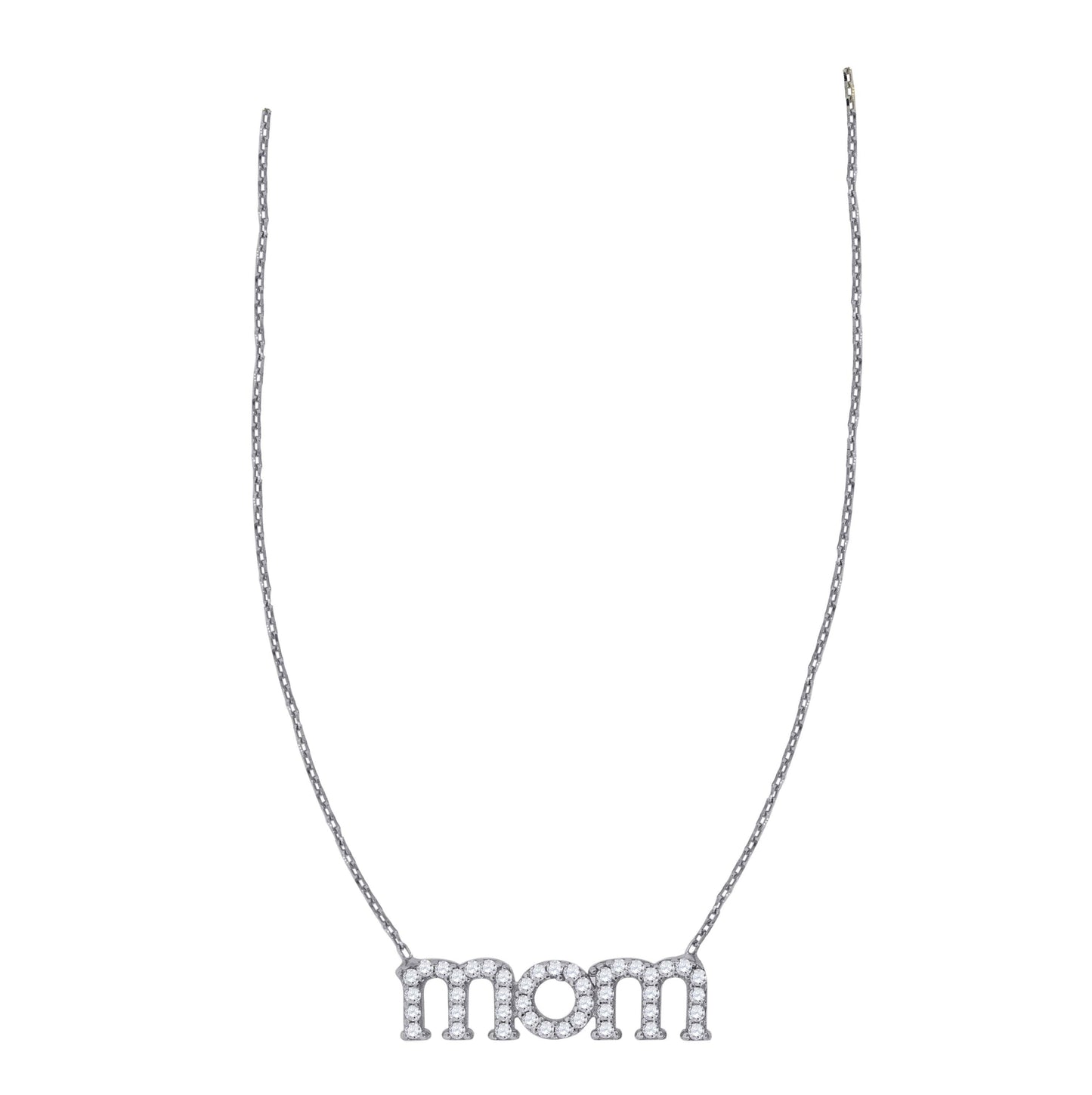 Sterling Silver Women Cubic Zirconia Rolo Link Mom Mother Child Necklace