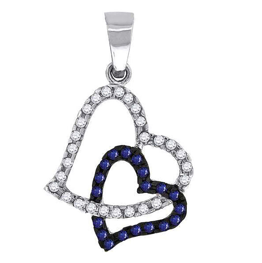 Sterling Silver Black-Tone Womens Cubic Zirconia Heart Charm Pendant