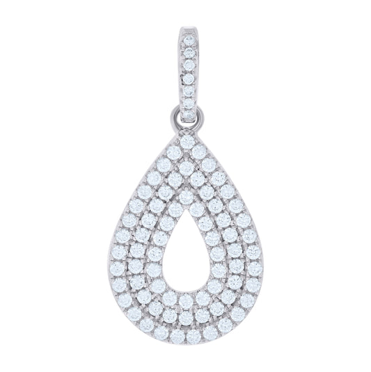 Sterling Silver Women Cubic-Zirconia Tear Drop Fashion Charm Pendant