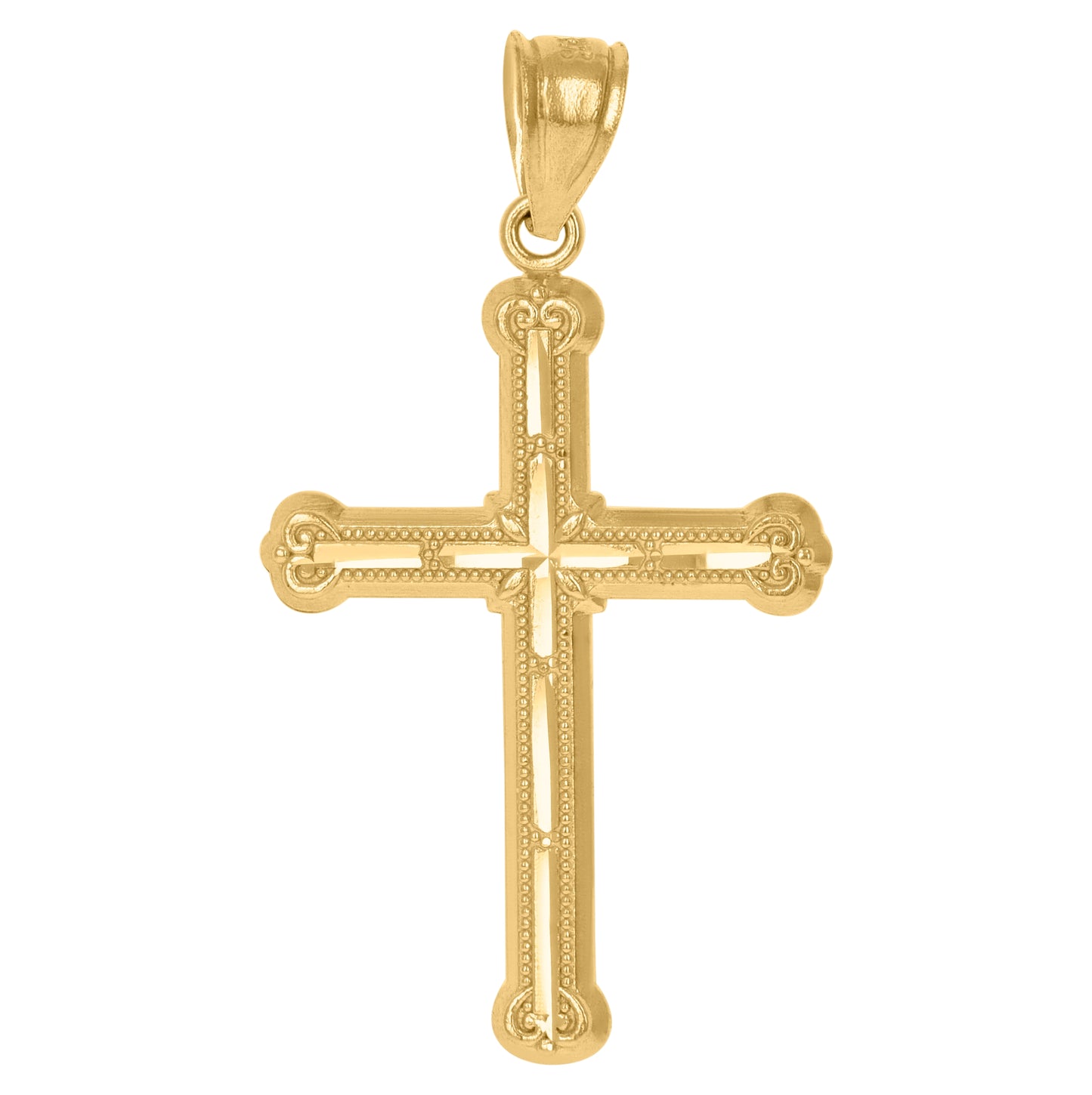 10K Yellow Gold Unisex Cross Religious Charm Pendant