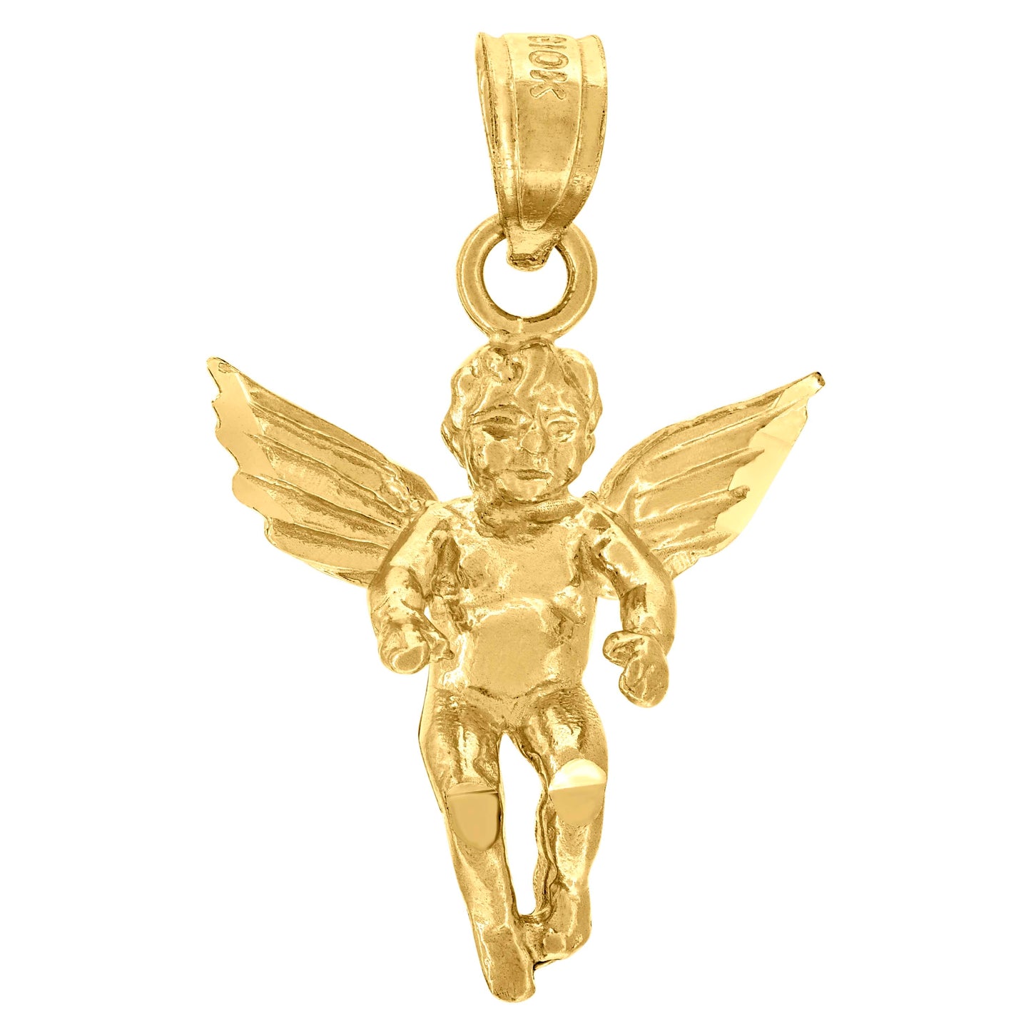 10K Yellow Gold Unisex Angel Religious Charm Pendant