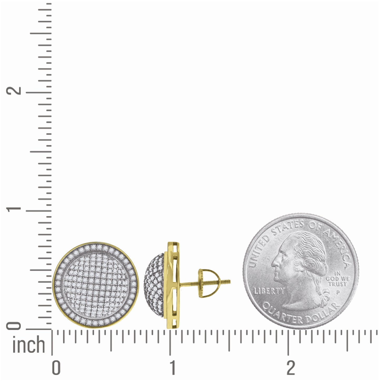 Sterling Silver Yellow-Tone Womens Cubic Zirconia Round Stud Earrings