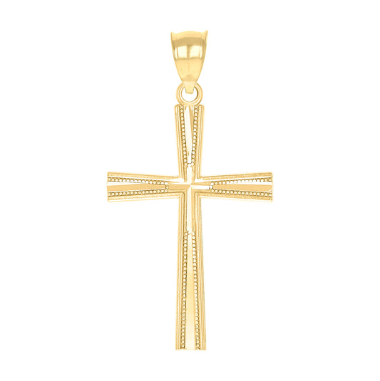 10K Yellow Gold Unisex Cross Religious Charm Pendant