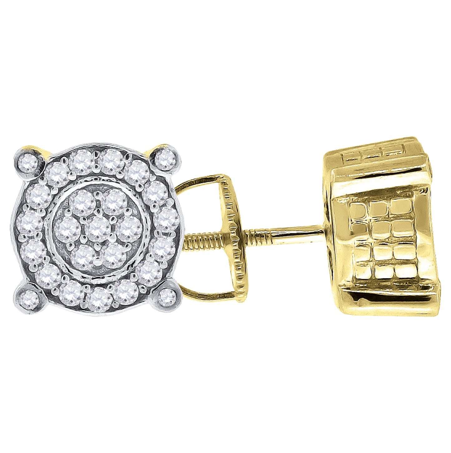 Sterling Silver Or Yellow-Tone Womens Cubic Zirconia Round Stud Earrings