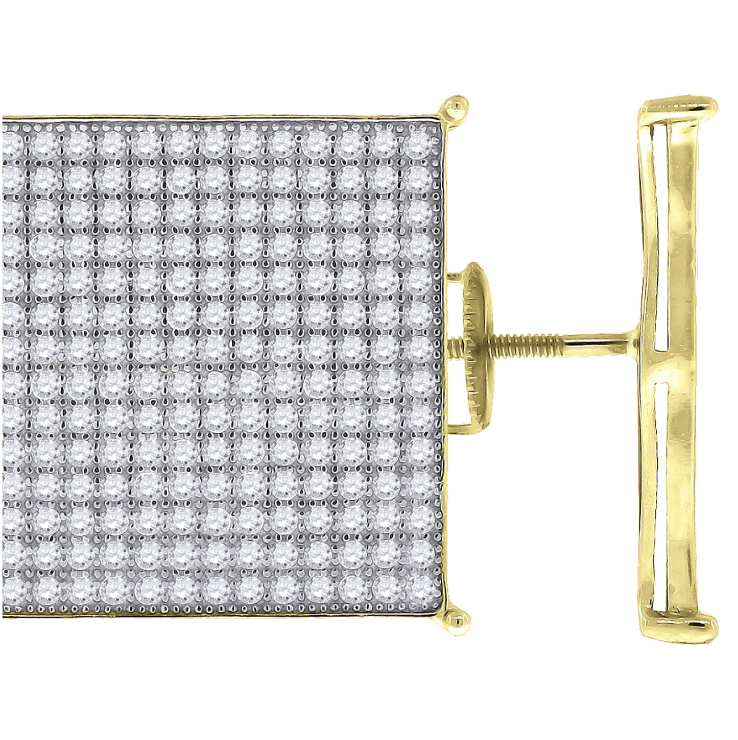 Sterling Silver Or Yellow-Tone Womens Cubic Zirconia Square Stud Earrings