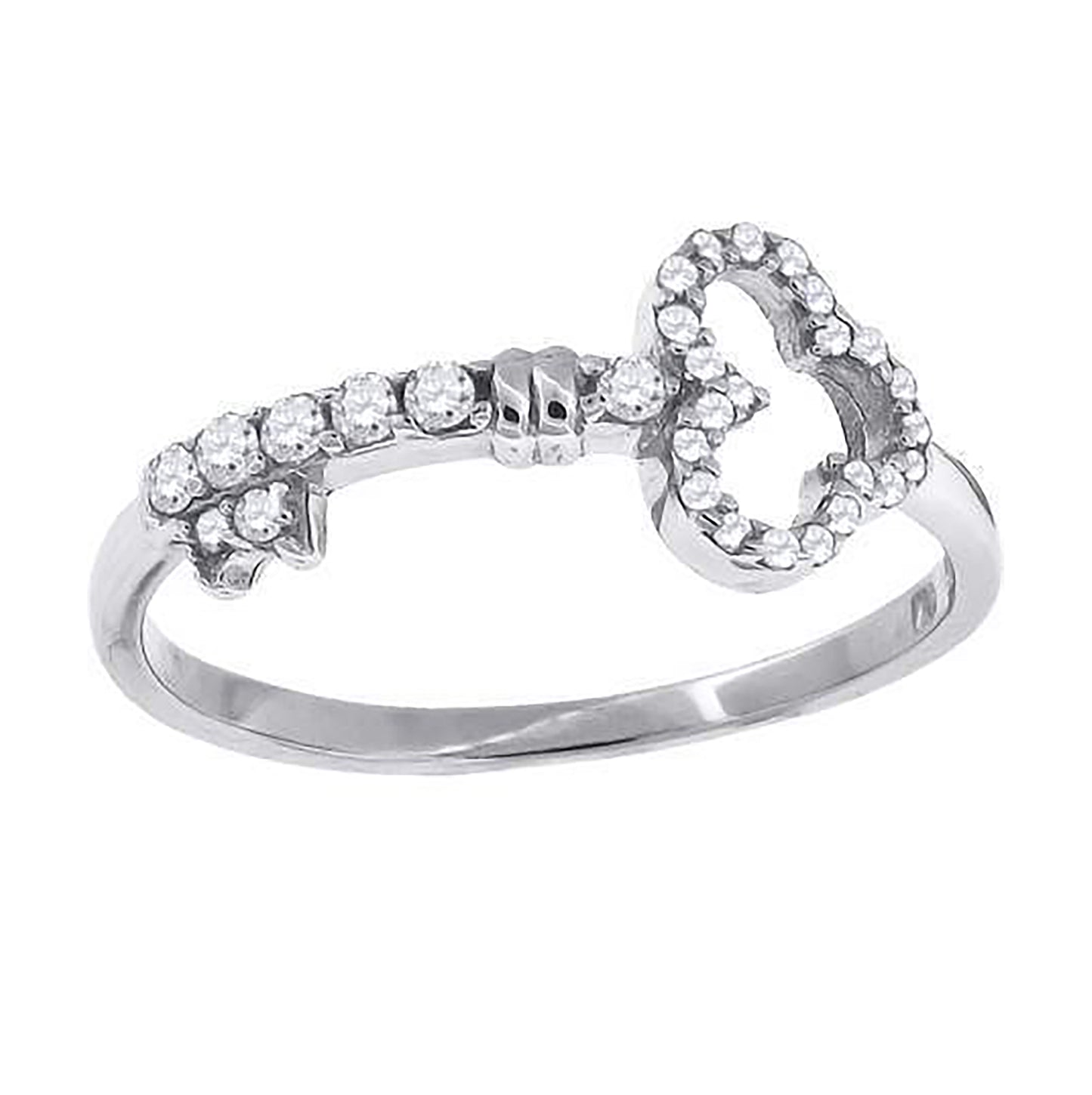 Sterling Silver Womens Cubic Zirconia Key Bridal Anniversary Wedding Engagement Band Ring