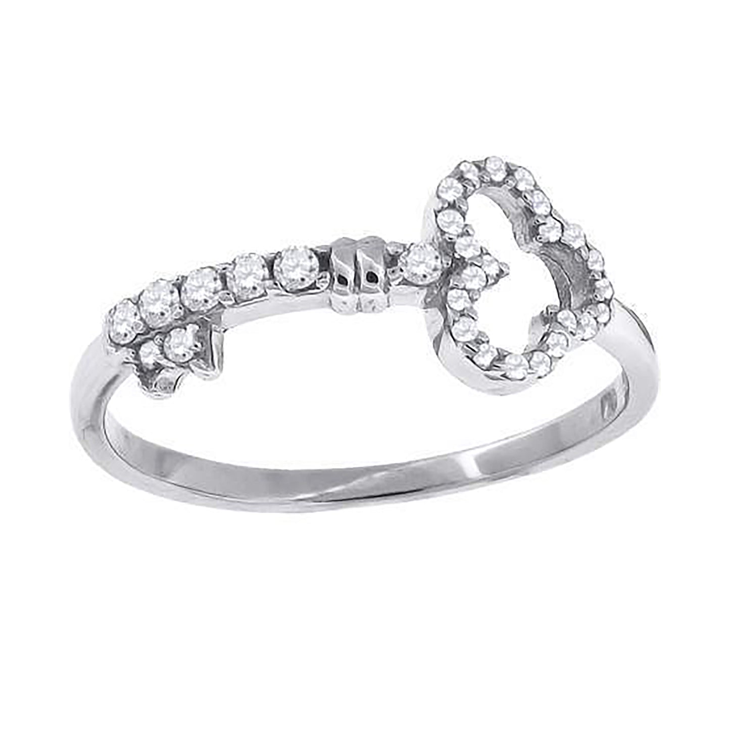 Sterling Silver Womens Cubic Zirconia Key Bridal Anniversary Wedding Engagement Band Ring