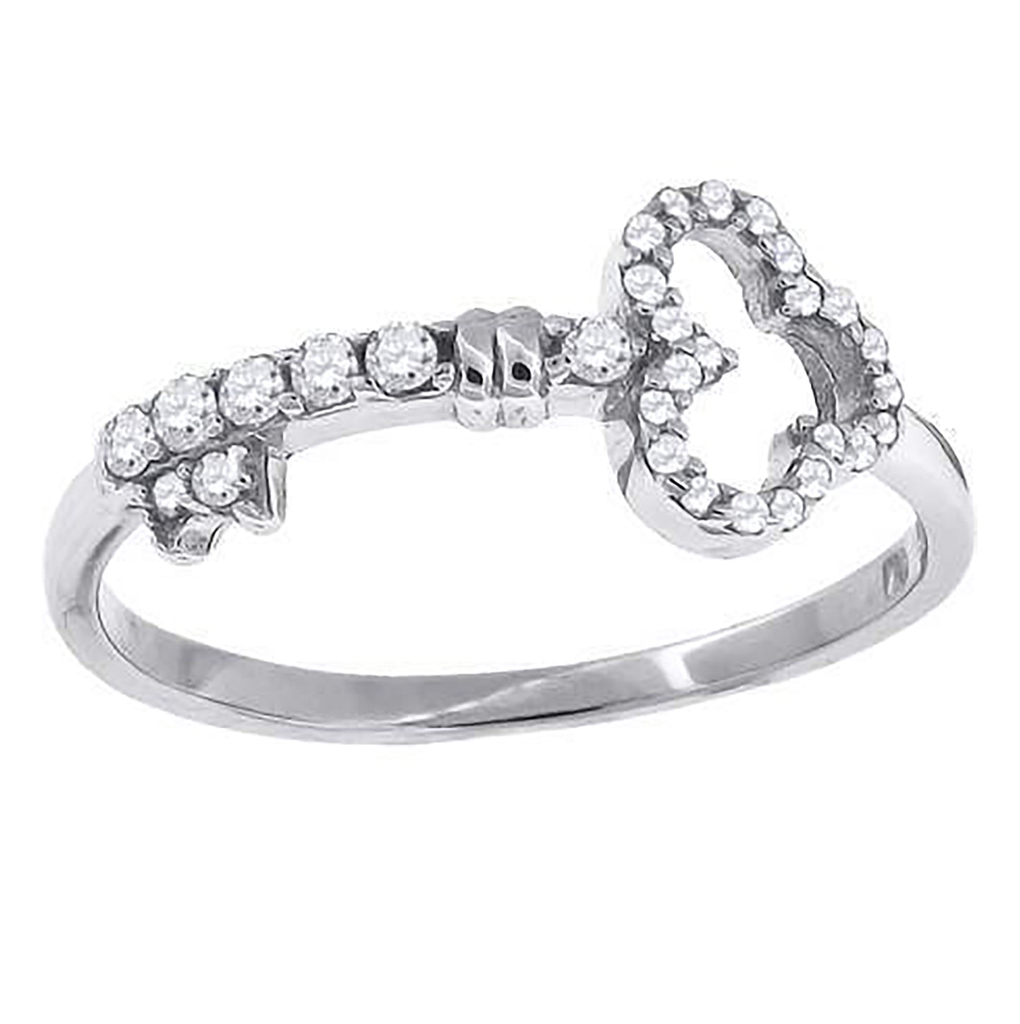 Sterling Silver Womens Cubic Zirconia Key Bridal Anniversary Wedding Engagement Band Ring