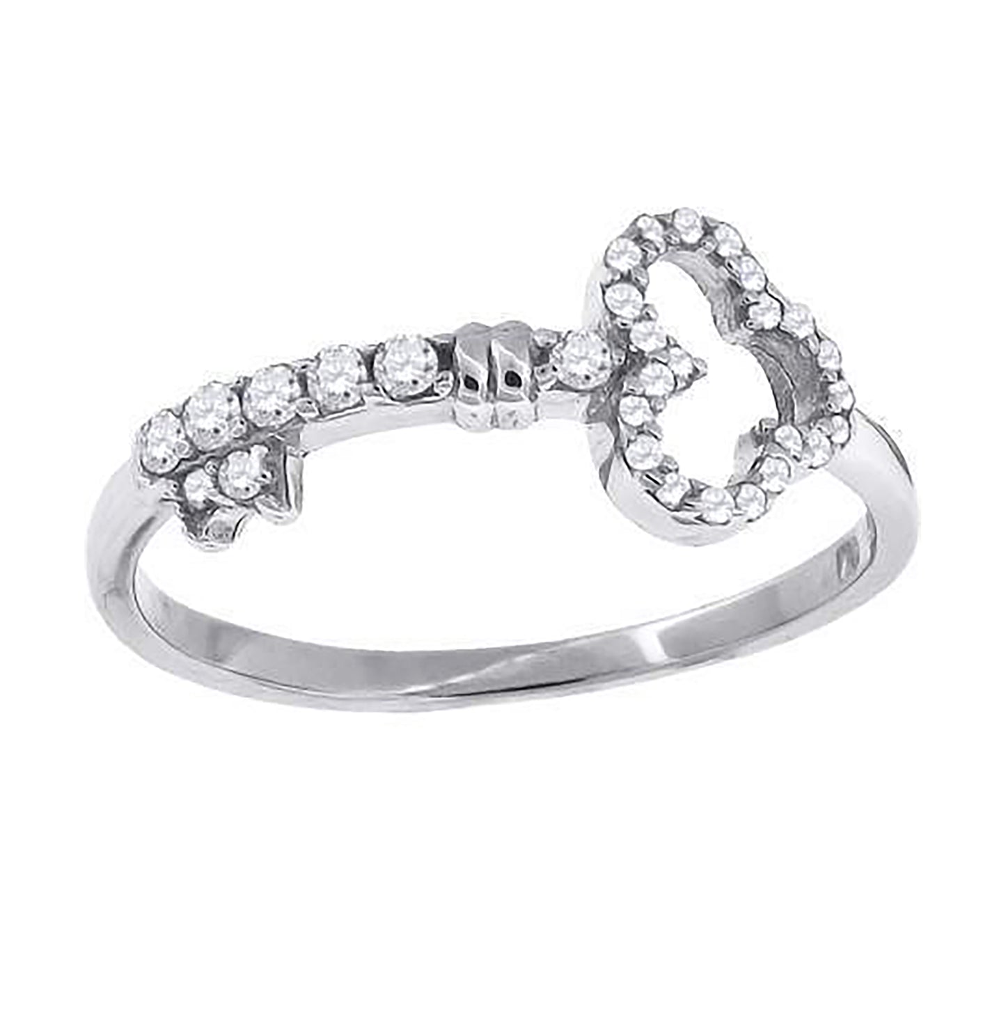 Sterling Silver Womens Cubic Zirconia Key Bridal Anniversary Wedding Engagement Band Ring