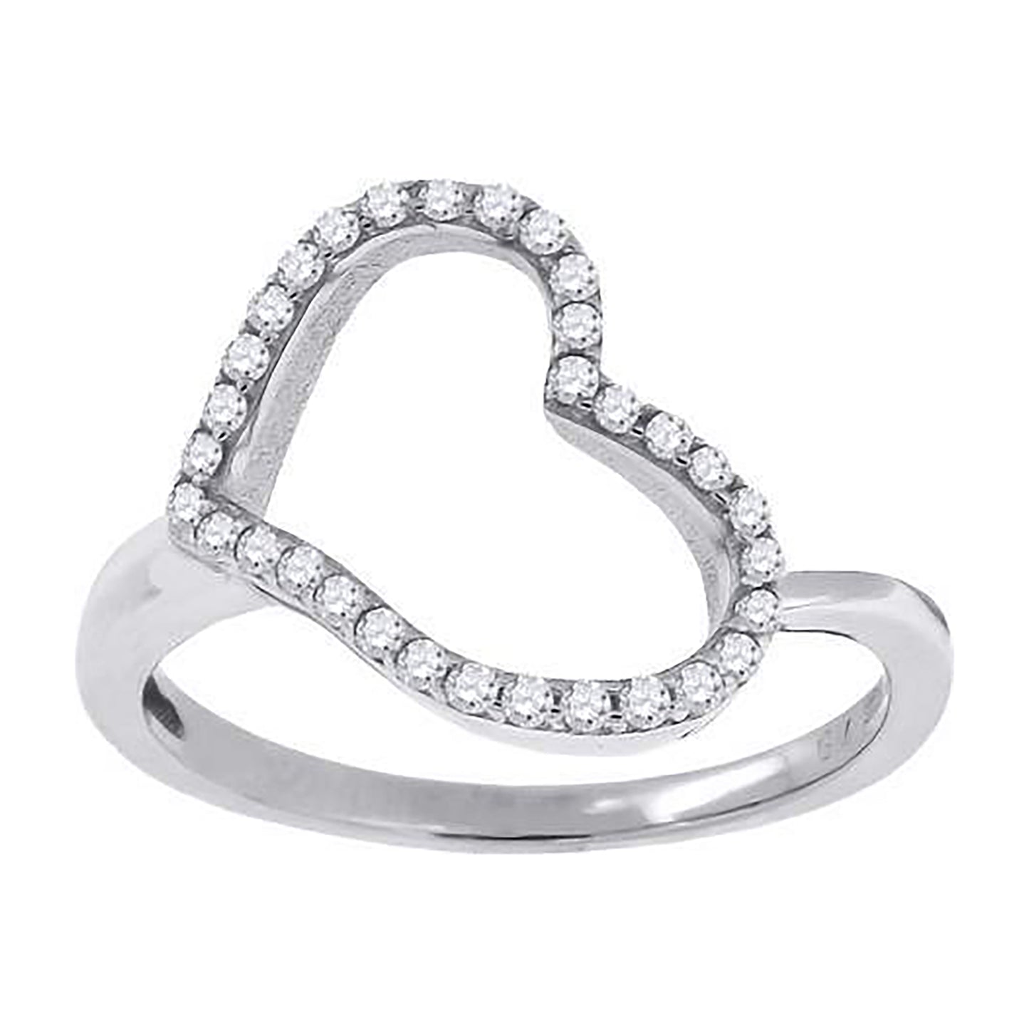 Sterling Silver Women's Cubic Zirconia Heart Bridal Anniversary Wedding Engagement Band Ring