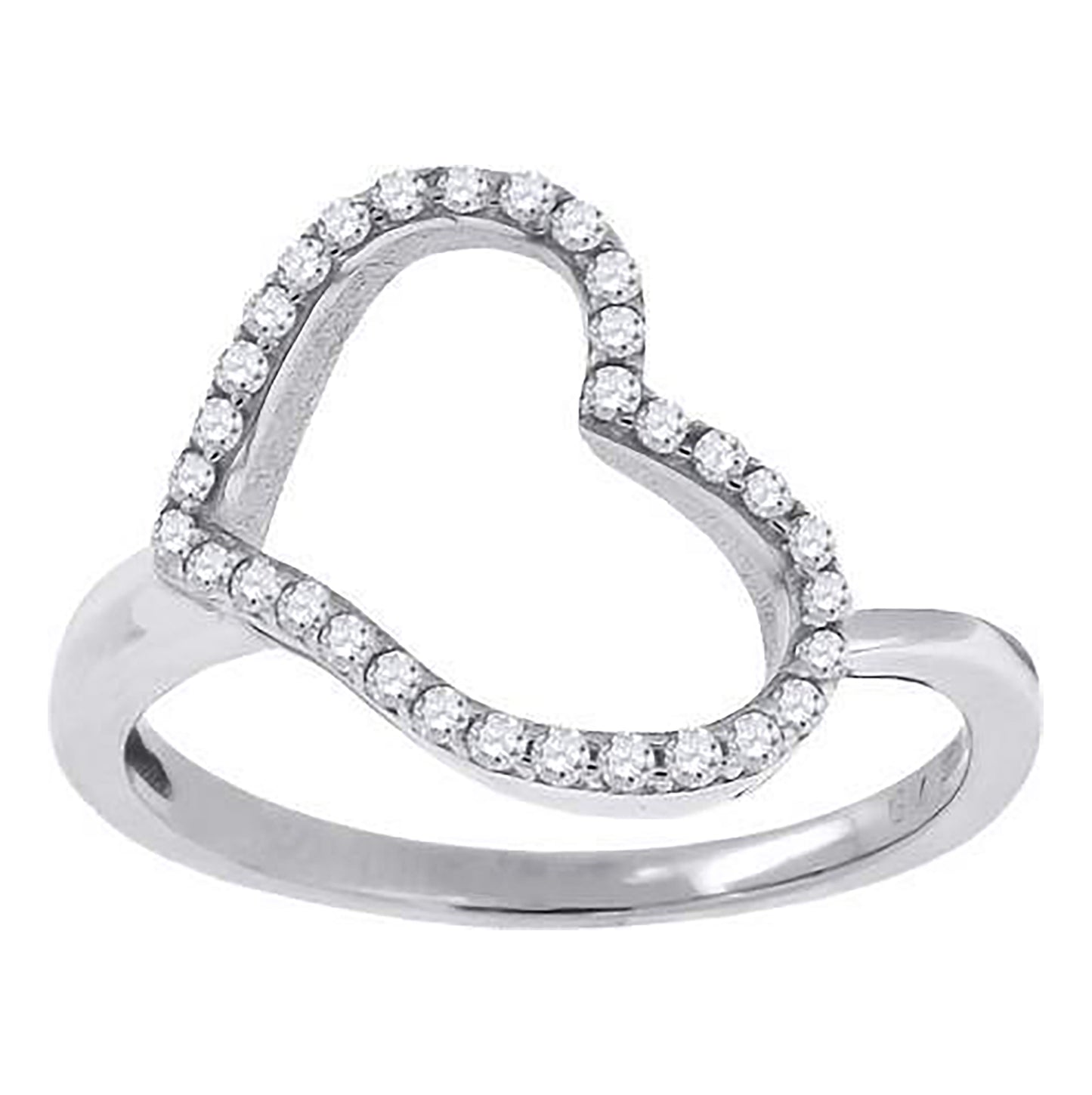 Sterling Silver Women's Cubic Zirconia Heart Bridal Anniversary Wedding Engagement Band Ring