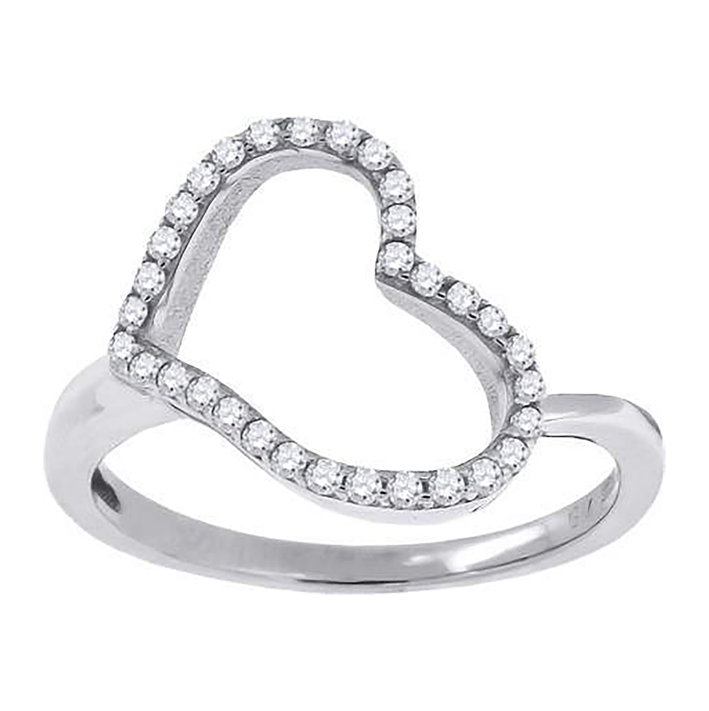 Sterling Silver Women's Cubic Zirconia Heart Bridal Anniversary Wedding Engagement Band Ring