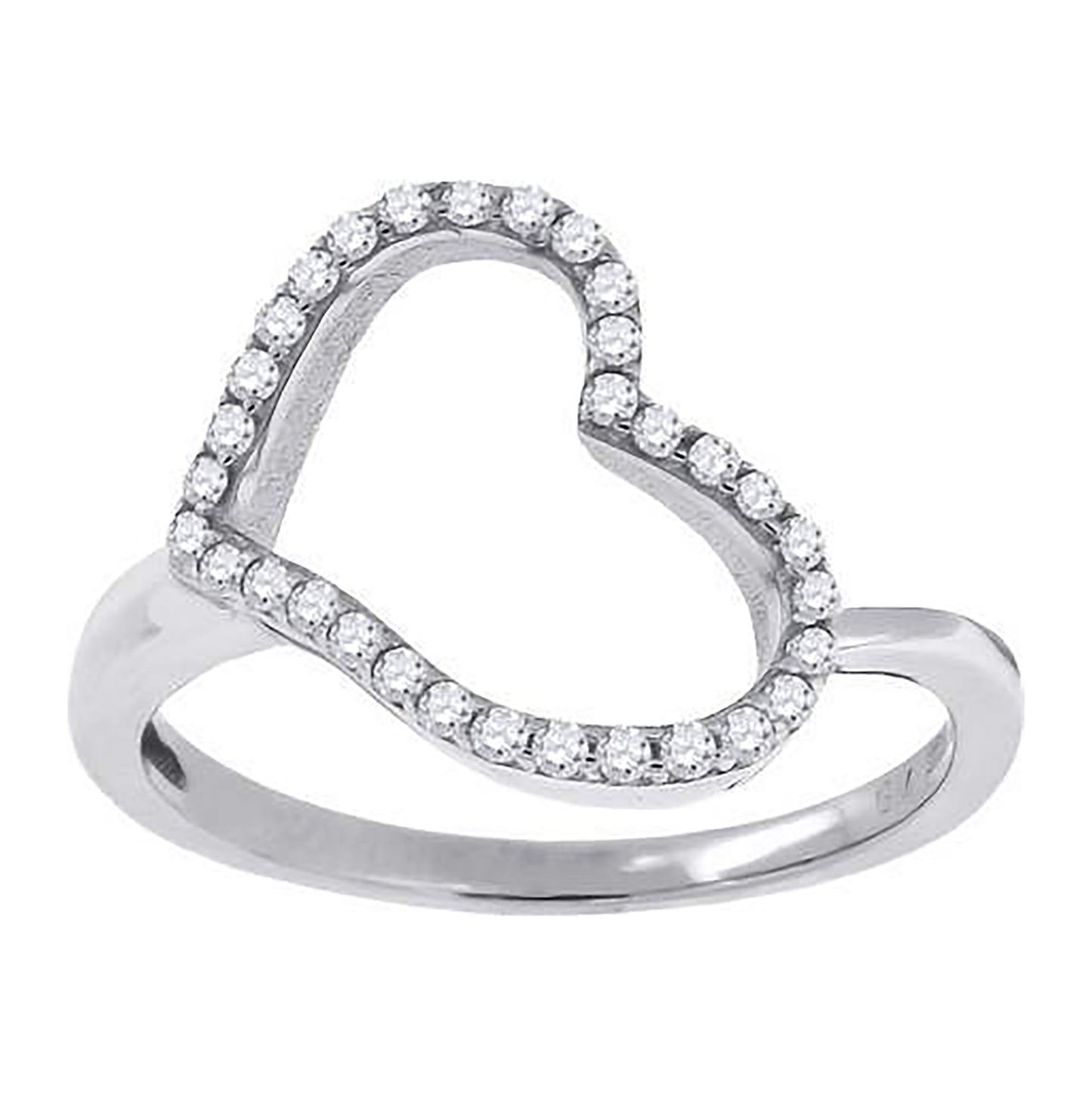 Sterling Silver Women's Cubic Zirconia Heart Bridal Anniversary Wedding Engagement Band Ring