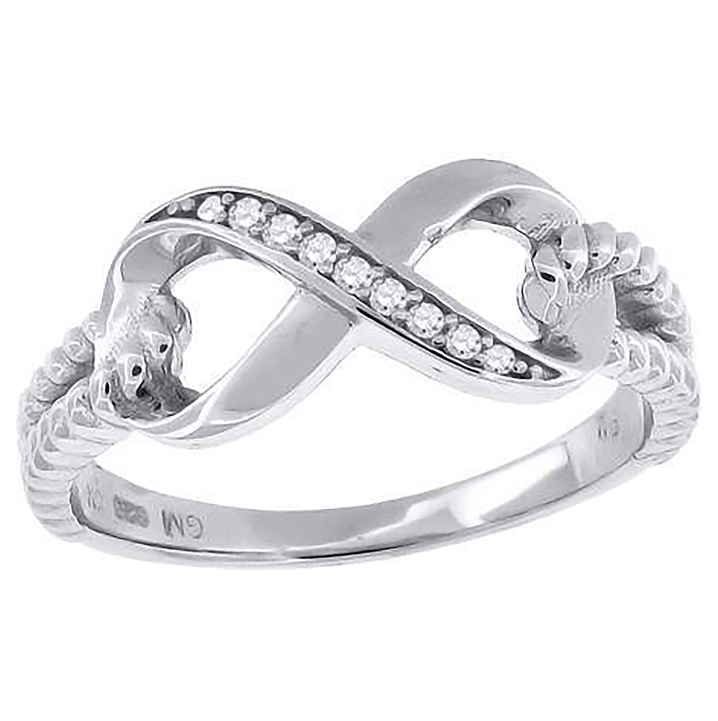 Sterling Silver Womens Cubic Zirconia Infinity Love Bridal Anniversary Wedding Engagement Band Ring