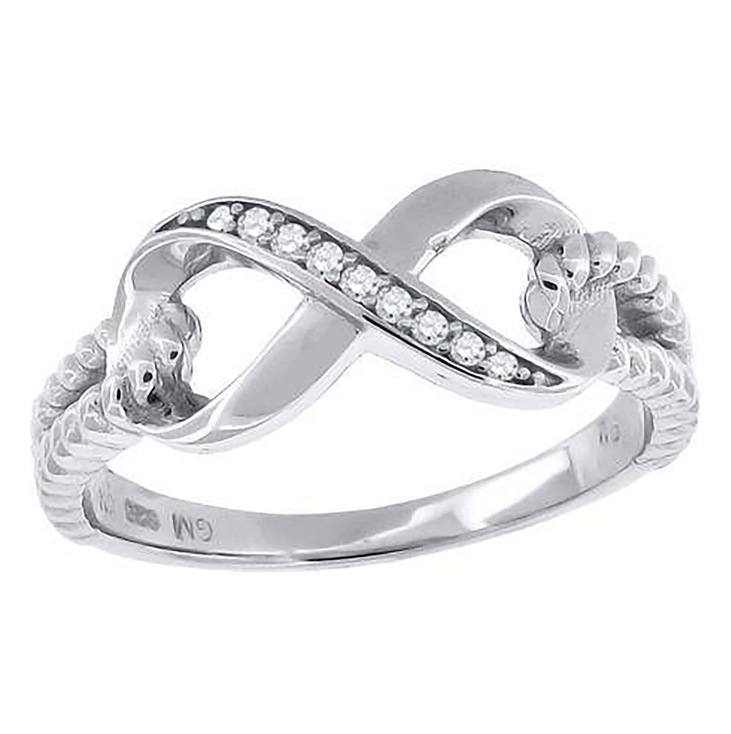 Sterling Silver Womens Cubic Zirconia Infinity Love Bridal Anniversary Wedding Engagement Band Ring