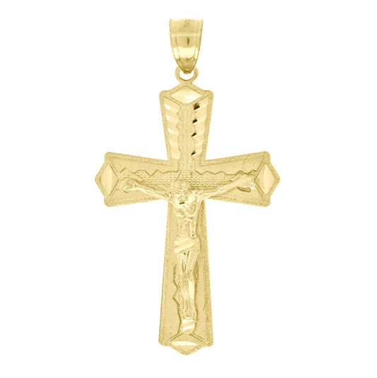 10K Yellow Gold Unisex Crucifix Cross Religious Charm Pendant