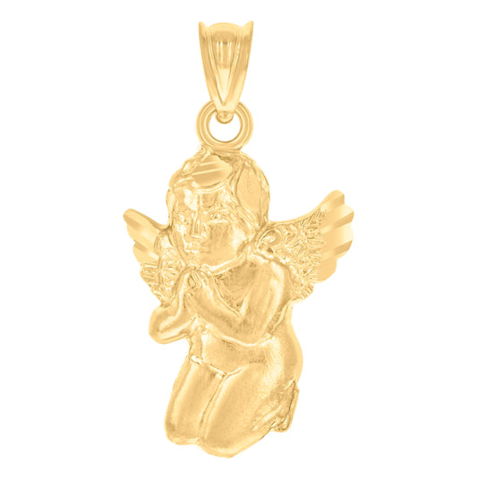 10K Yellow Gold Unisex Praying Angel Religious Charm Pendant