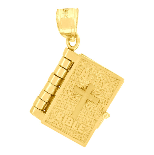 10K Gold Two-Tone Unisex Holy Bible Book Religious Charm Pendant