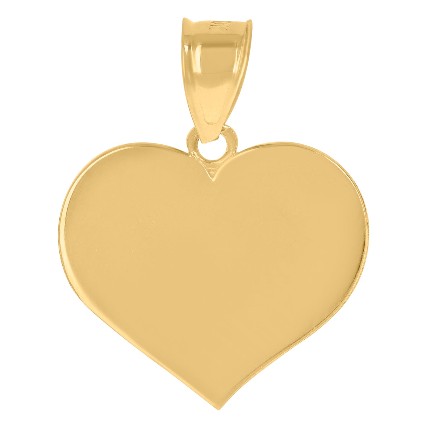 10K Yellow Gold Unisex Engraveable Flat Heart Charm Pendant