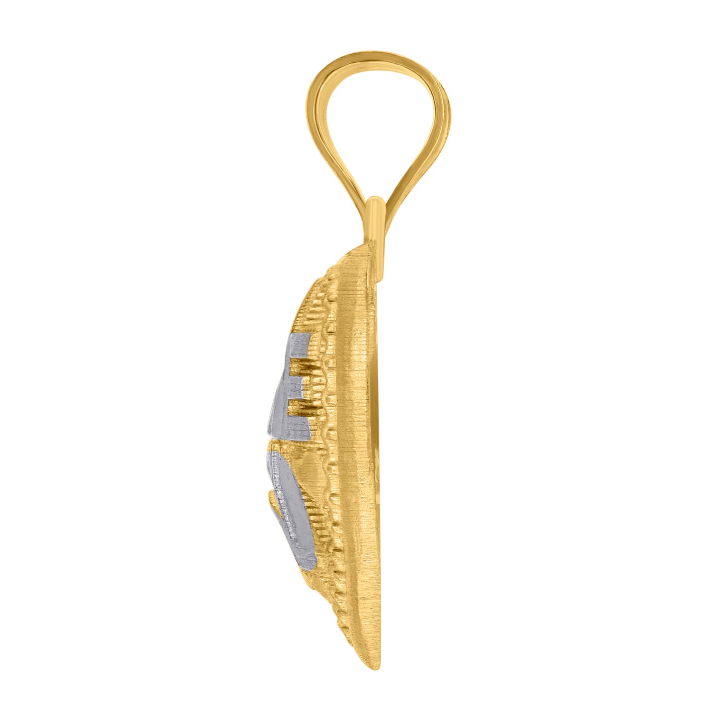 10K Gold Two-Tone Diamond-Cut Womens I Love You Heart Charm Pendant