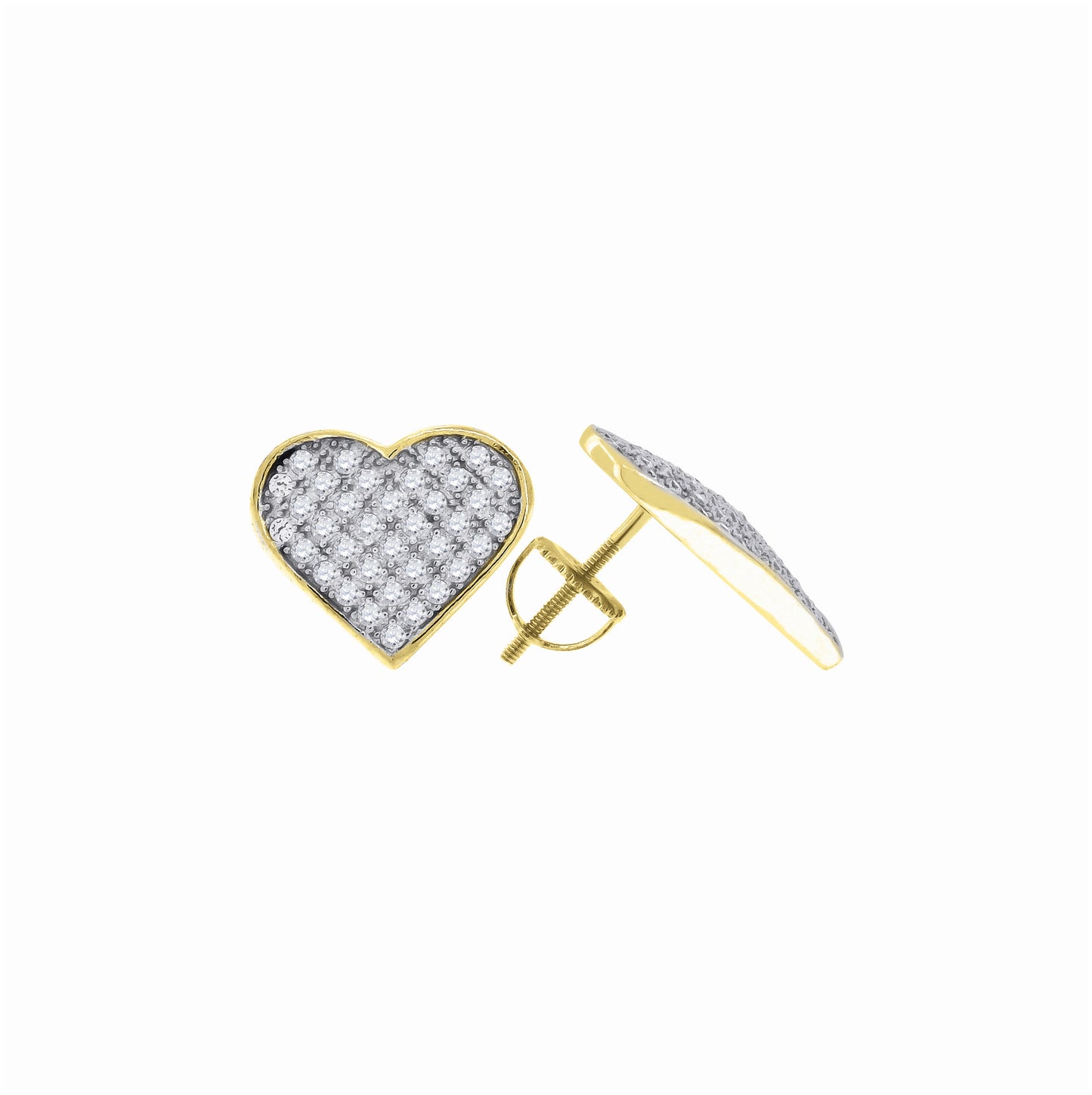 Sterling Silver Or Yellow-Tone Womens Cubic Zirconia Heart Stud Earrings