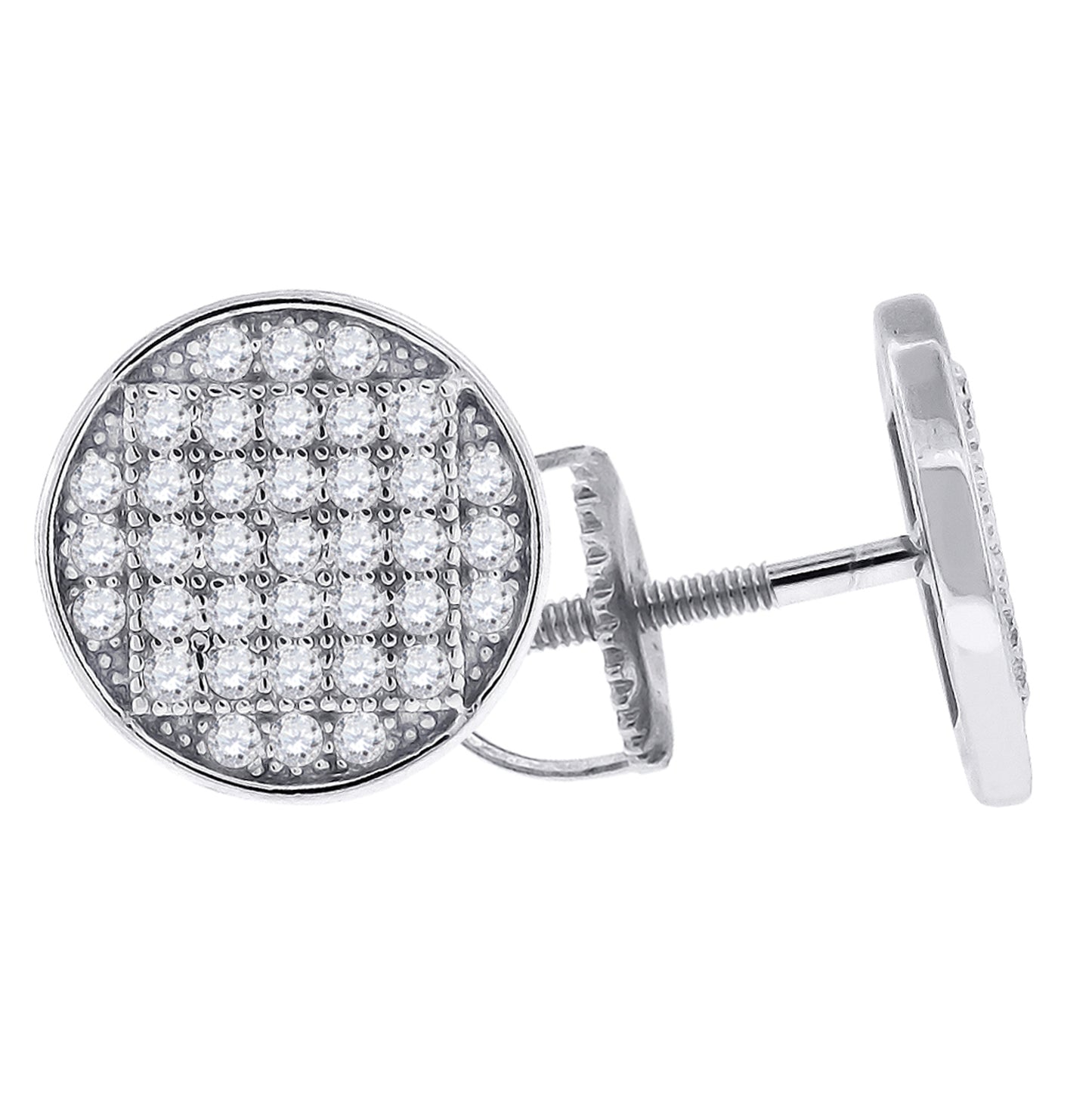 Sterling Silver Womens Cubic Zirconia Square Stud Earrings