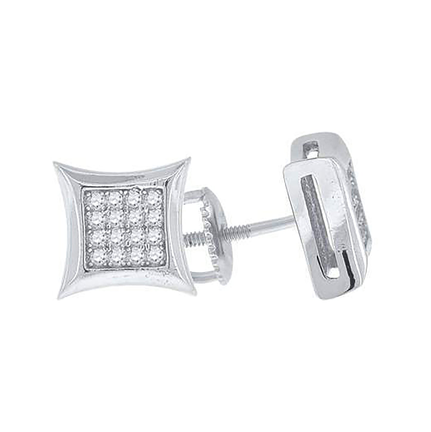Sterling Silver Unisex Cubic Zirconia Kite Stud Earrings
