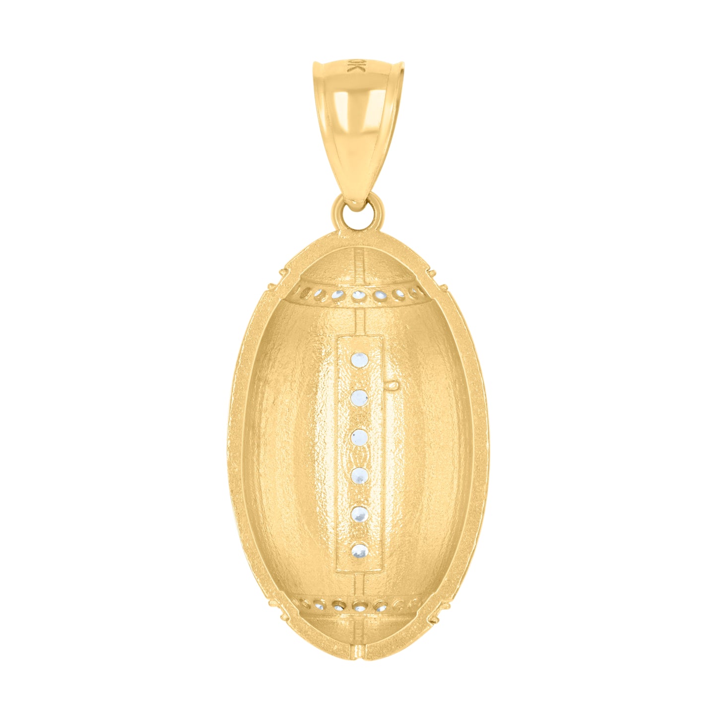 10K Two-Tone Gold Mens Cubic Zirconia Football/Rugby Sports Charm Pendant