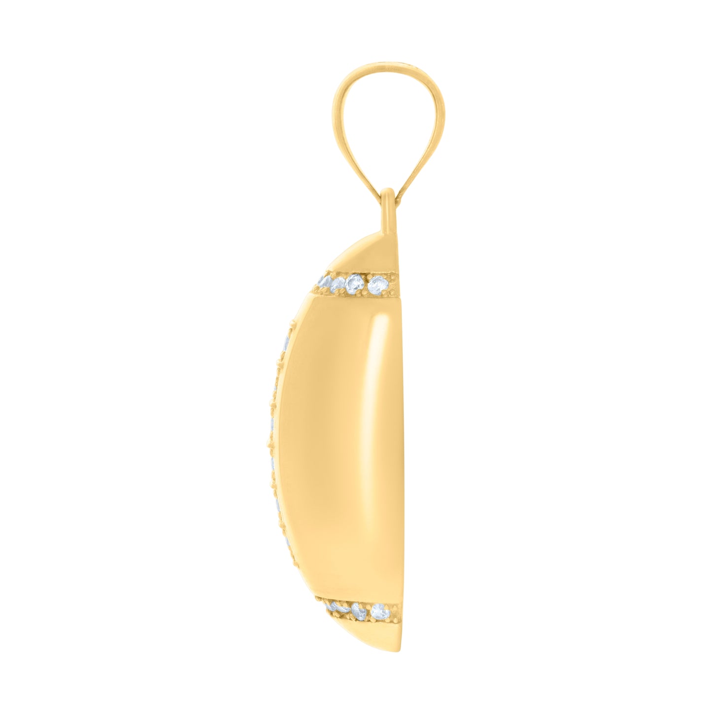 10K Two-Tone Gold Mens Cubic Zirconia Football/Rugby Sports Charm Pendant
