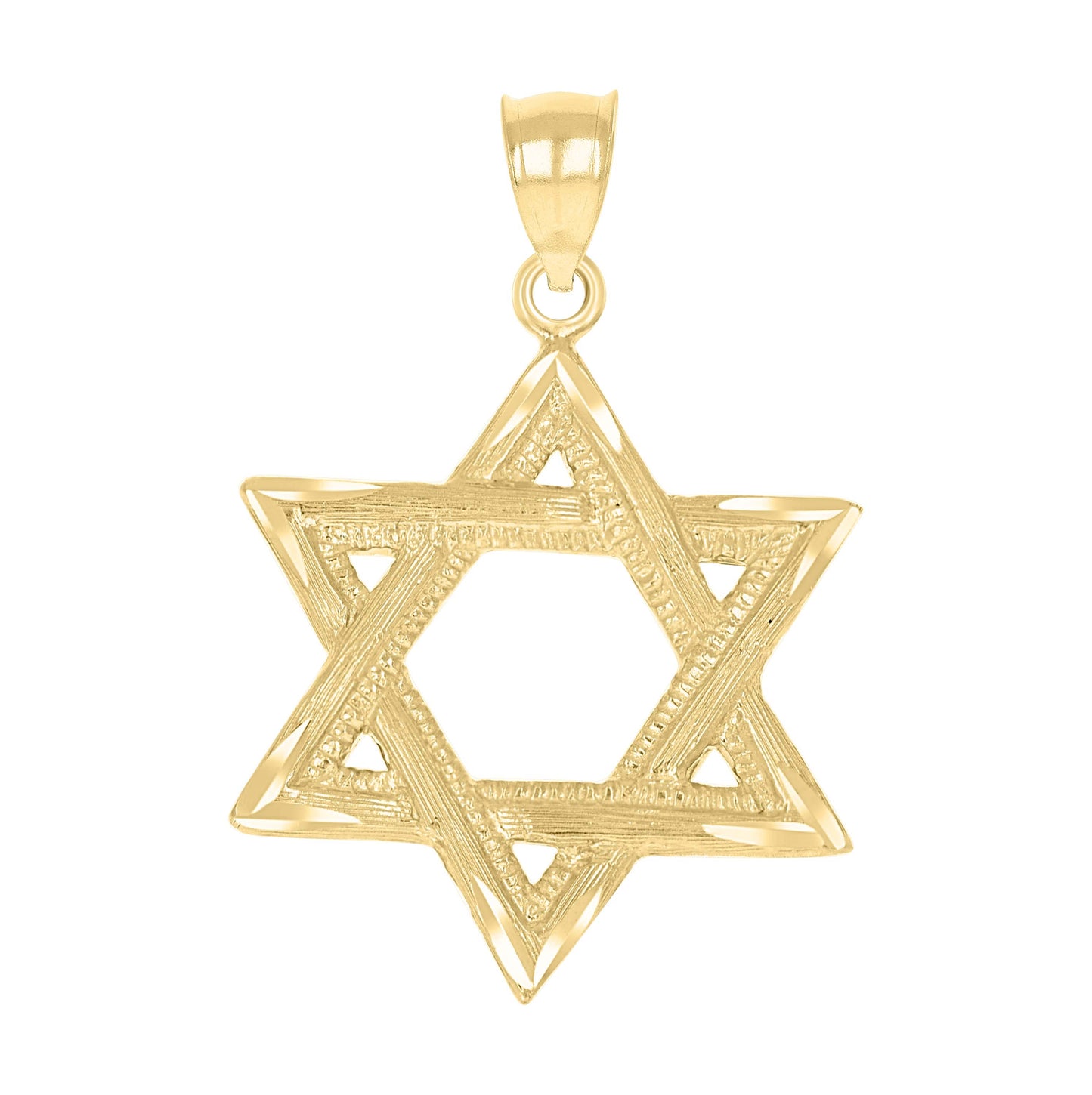10K Yellow Gold Diamond-Cut Unisex Star Of David Religious Charm Pendant