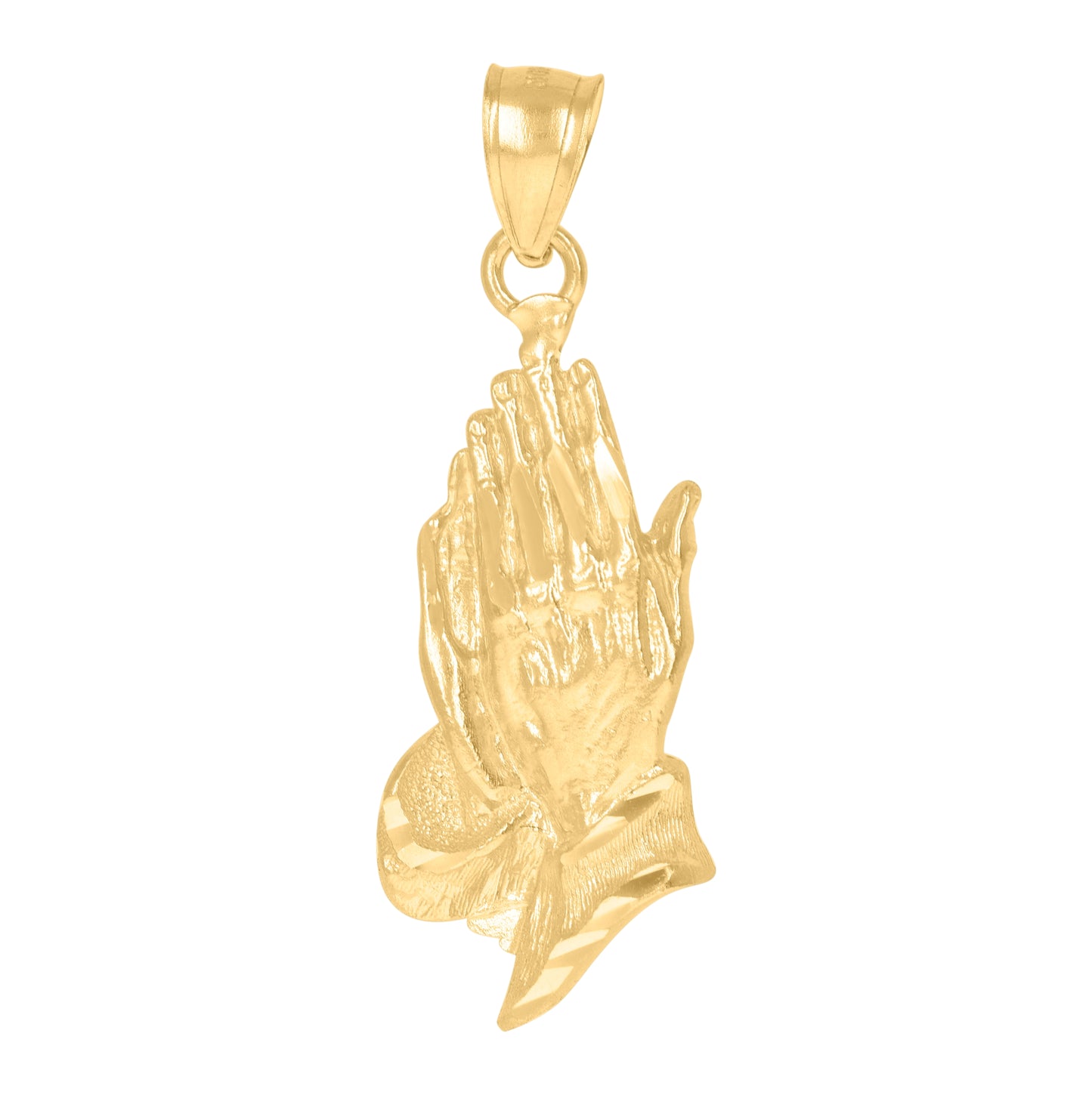 10K Yellow Gold Mens Symbol Praying Hands Religious Charm Pendant