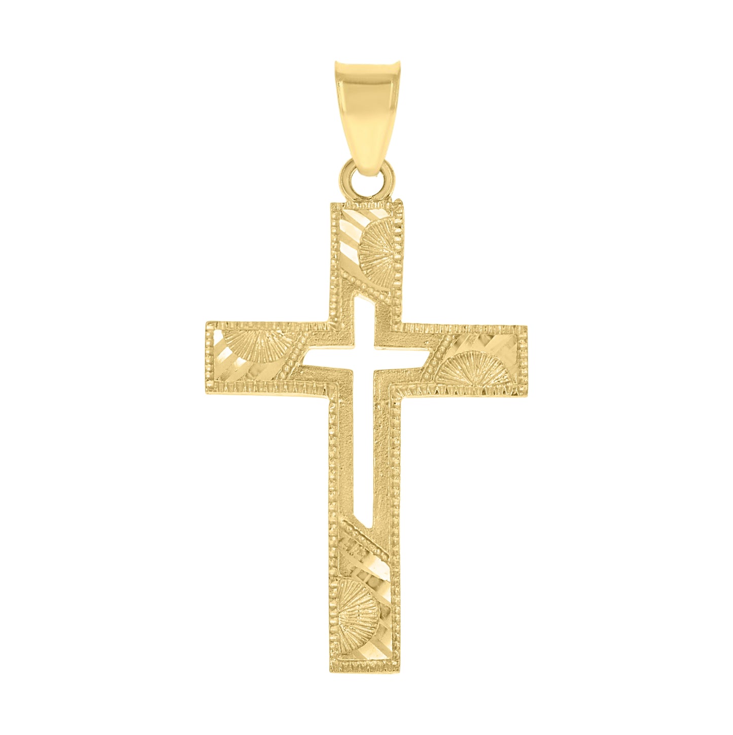 10K Yellow Gold Unisex Cross Religious Charm Pendant