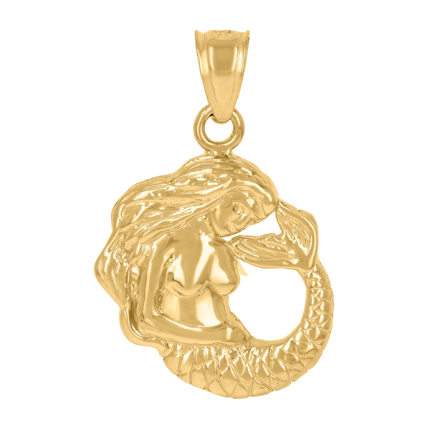 10K Yellow Gold Womens Sea Mermaid Charm Pendant