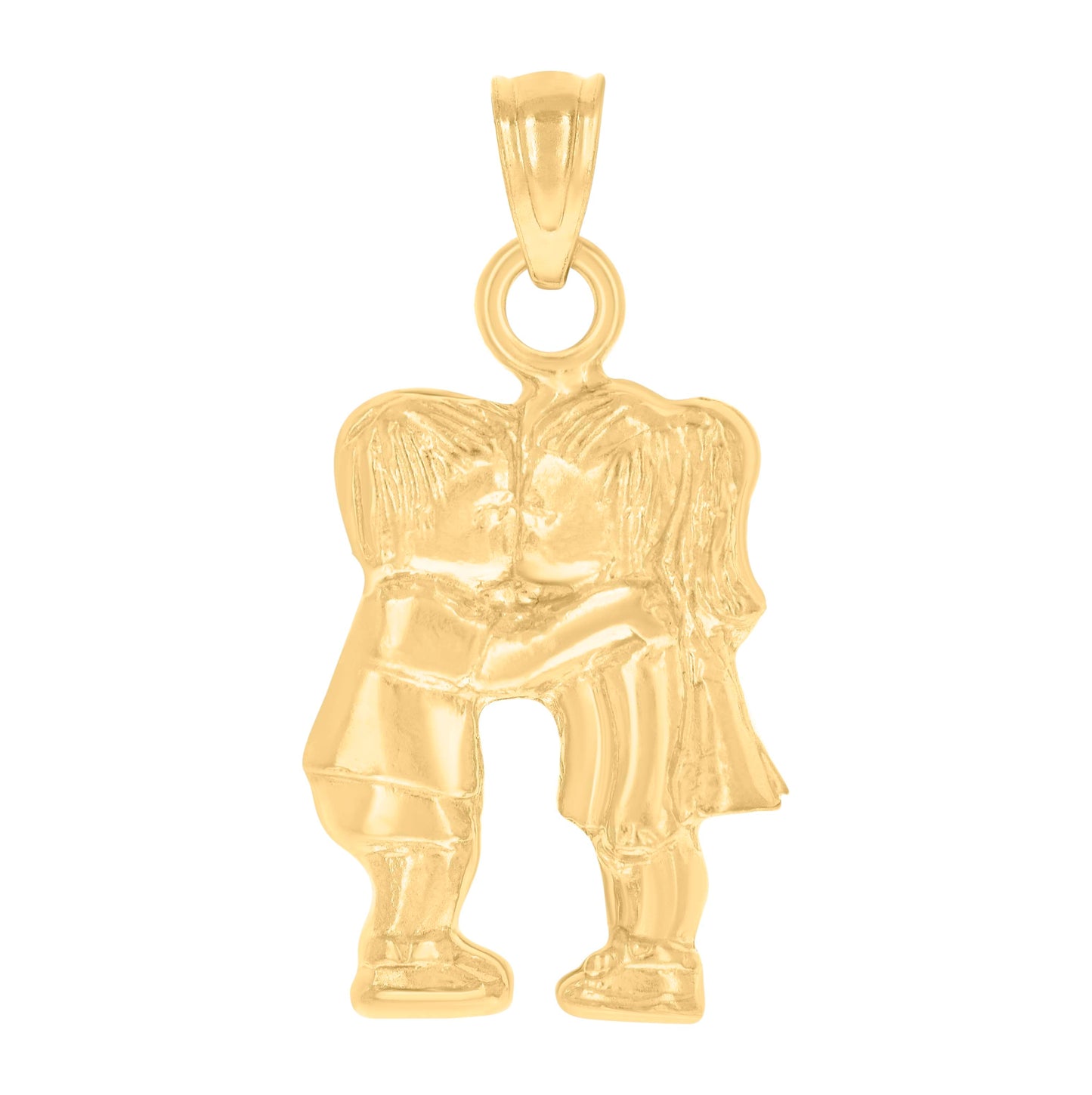 10K Yellow Gold Unisex Boy And Girl Kissing Charm Pendant