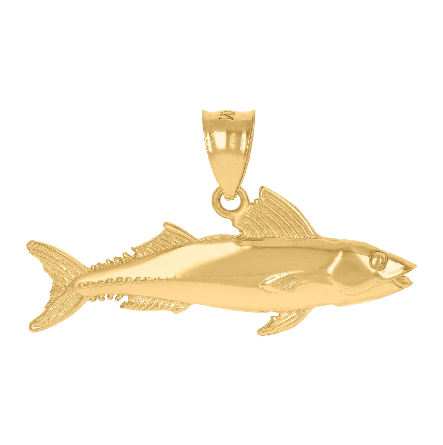 10K Yellow Gold Mens Sea Salmon Fish Animal Charm Pendant