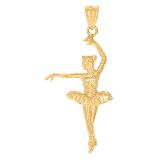 10K Yellow Gold Textured Womens Ballerina Sports Charm Pendant