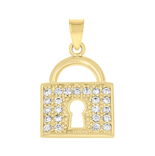 10K Yellow Gold Mens Cubic Zirconia Cubic-Zirconia Charm Pendant