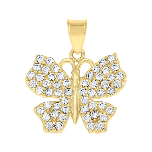 10K Yellow Gold Womens Cubic Zirconia Cubic-Zirconia Butterfly Nature Charm Pendant